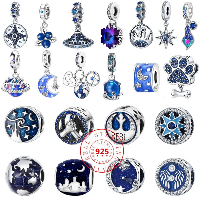 New 925 Sterling Silver Blue Star Feather Octopus Moon Dog PAWS DIY Beads Pendants Fit Pandora Original Charms Bracelets Jewelry
New 925 Sterling Silver Blue Star Feather Octopus Moon Dog PAWS DIY Beads Pendants Fit Pandora Original Charms Bracelets Jewelry