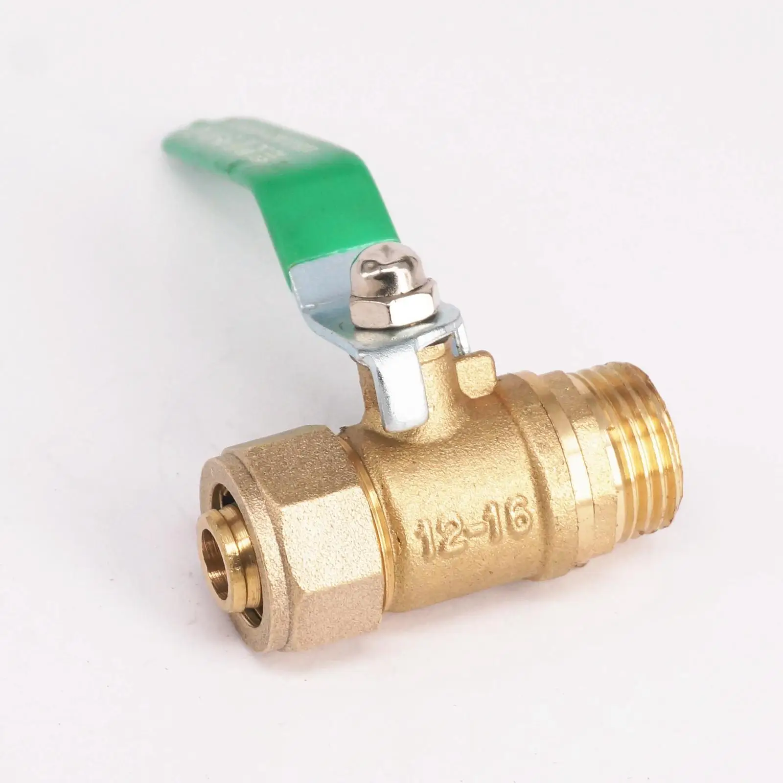 

Fit Pex-AL-Pex Tube I.DxO.D 12x16mm 14x18mm 16x20mm - 1/2" 3/4" BSP Male Brass Ball Vave For Floor Heating