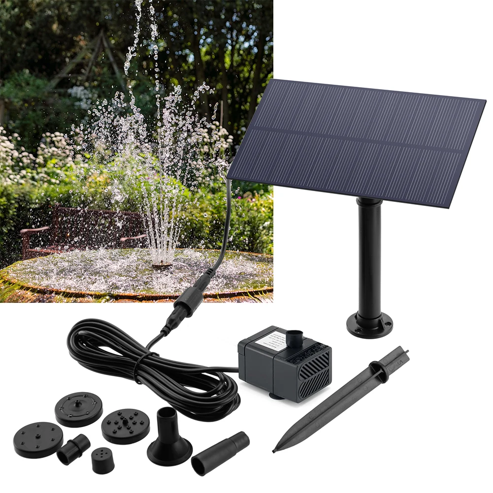 5W 5V Solar Fountain for Bird Bath Solar Water Fountain Pump With 6 Nozzles & 3M Water Cable 180L/h for Pond, Fish Tank, Garden 7 S78dc90f65cc24cf1b0c5362eef2b5273F