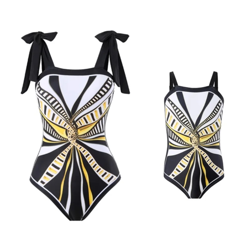 

One-Piece Mother Daughter Matching Swimwear Family Set Tank Mommy and Me Swimsuits Fashion Women Girls Bathing Suit Clothes 2024