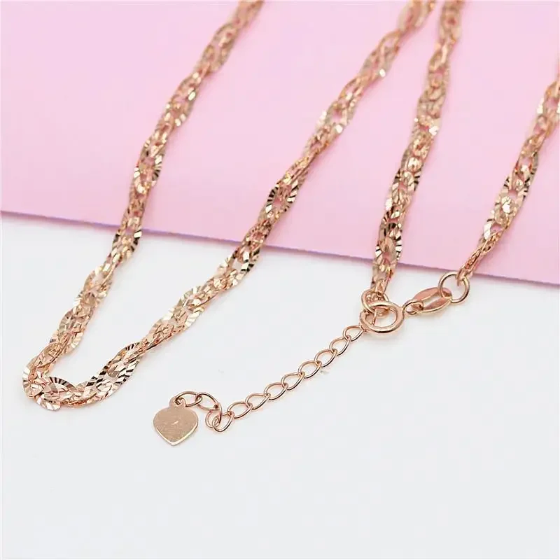 

Ladies' Jewelry 585 Purple Gold Plated 14K Rose Gold Shiny Hollow Chains Chunky Necklace Light Luxury Sweet Charm Engagement