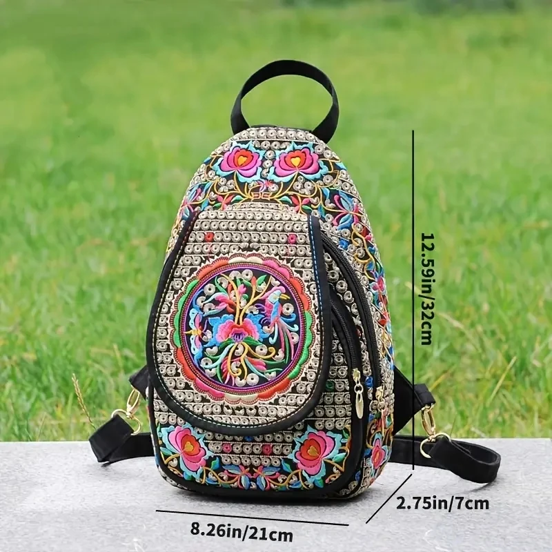 Handmade Embroidered Design Canvas Backpack Women Small Ethnic Rucksack Knapsack Female Travel Multifunction Shoulder Chest Bag Handmade Embroidered Design Canvas Backpack Women Small Ethnic Rucksack Knapsack Female Travel Multifunction Shoulder Chest Bag
