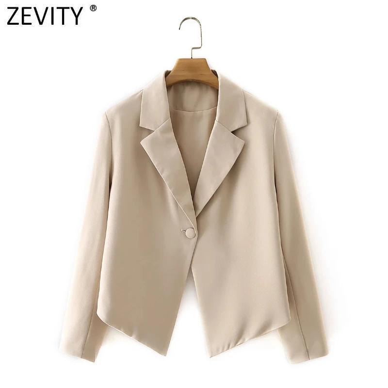 Zevity женский модный однотонный Асимметричный короткий Блейзер с отложным воротником, пальто, винтажная женская верхняя одежда на одной пуговице, шикарные топы CT712
Zevity женский модный однотонный Асимметричный короткий Блейзер с отложным воротником, пальто, винтажная женская верхняя одежда на одной пуговице, шикарные топы CT712