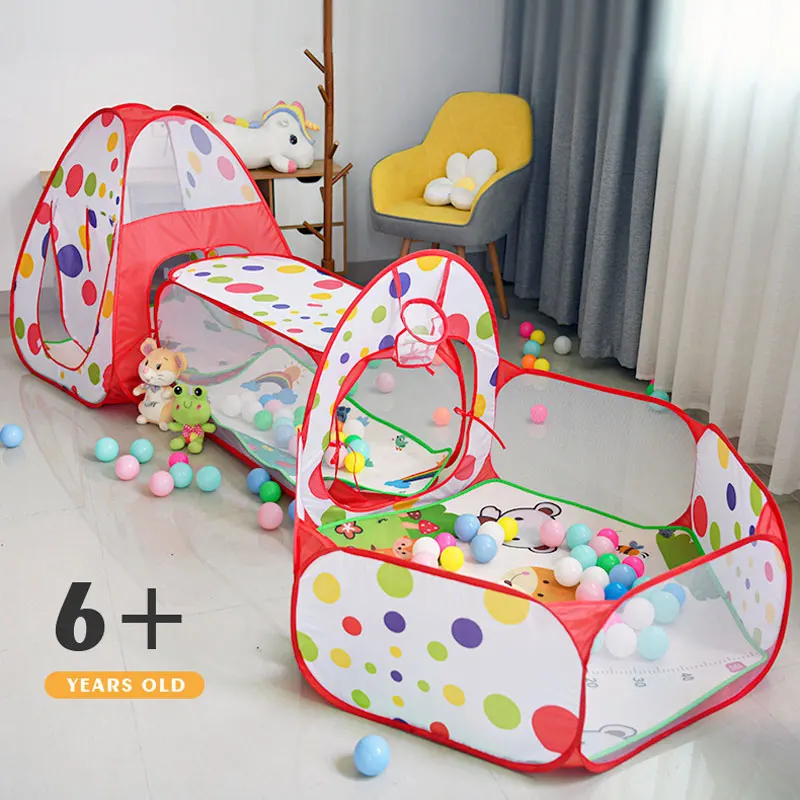 

3 in 1 Portable Children's Tent Toys Camping Tent Outdoor Play House with Crawling Tunnel Kids Ball Pool Children Pop-up Tents