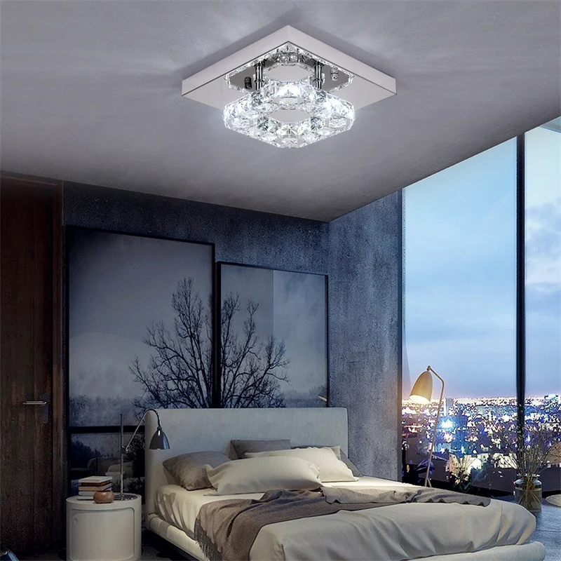 Generic Modern Square Crystal Led Ceiling Light K9 Crystal Chandeliers