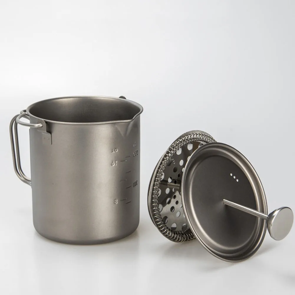 750ml Titanium Press Pot Coffee Cup Portable Mug Coffee Maker With Lid Outdoor Camping Cooking Pot For Hiking Picnic Spoon Table
750ml Titanium Press Pot Coffee Cup Portable Mug Coffee Maker With Lid Outdoor Camping Cooking Pot For Hiking Picnic Spoon Table
