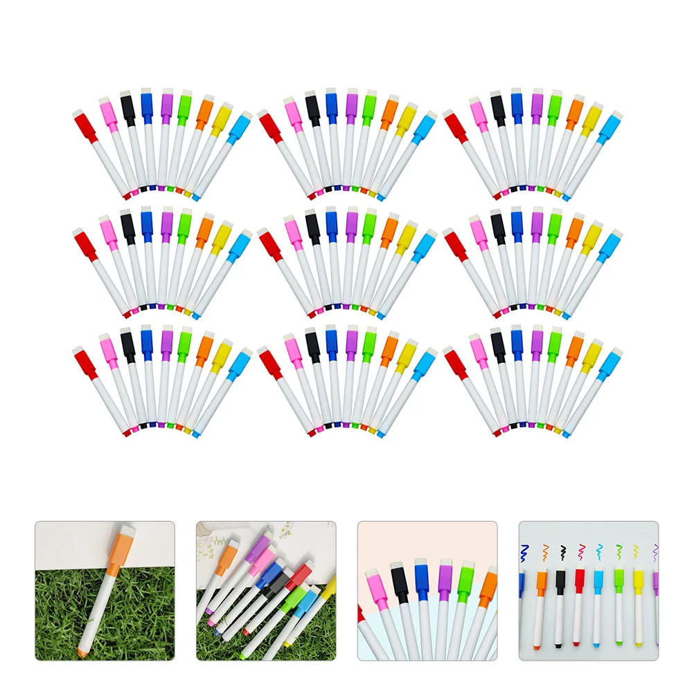 

90 Pcs Wipe Marking Pen with Brush Whiteboard Marker Erasable Fine Tip Erase Dry Markers Plastic Stationery for Office Child