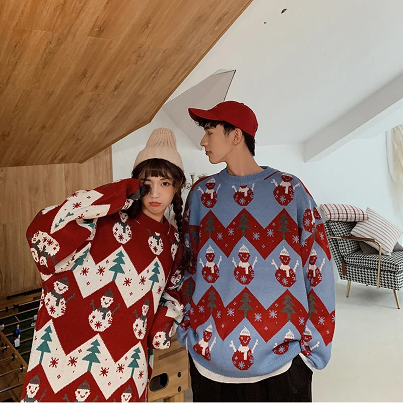 Red Blue Sweater Women Christmas Loose Lazy Wind Outside Wear Winter New Snowflake Round Neck Couple Christmas Sweaters
Red Blue Sweater Women Christmas Loose Lazy Wind Outside Wear Winter New Snowflake Round Neck Couple Christmas Sweaters