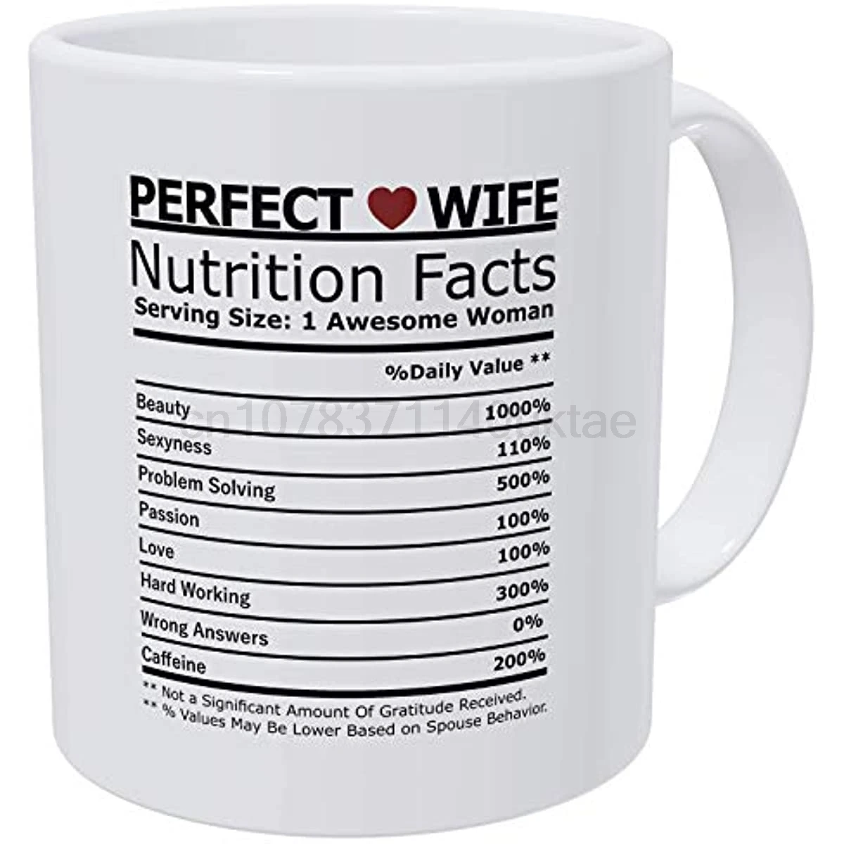 

Gifts For Wife From Husband And Valentines Day Gifts For Her, Anniversary Wife Romantic Mugs, Funny Heart Nutritional Facts 11OZ