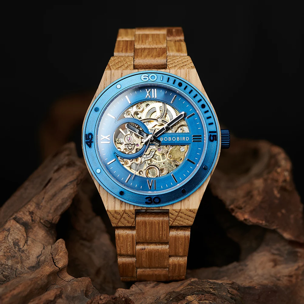 

BOBO BIRD Wood Mechanical Watch Men Relogio Masculino Big Mens Watches Top Brand Luxury Timepieces erkek kol saati Personalized