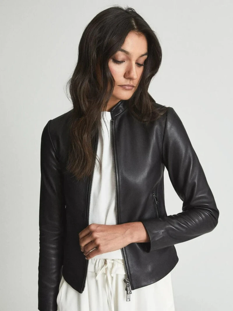 Women's Black Leather Jacket with Gunmetal Zipper Women's Leather Jacket Genuine Leather
Women's Black Leather Jacket with Gunmetal Zipper Women's Leather Jacket Genuine Leather