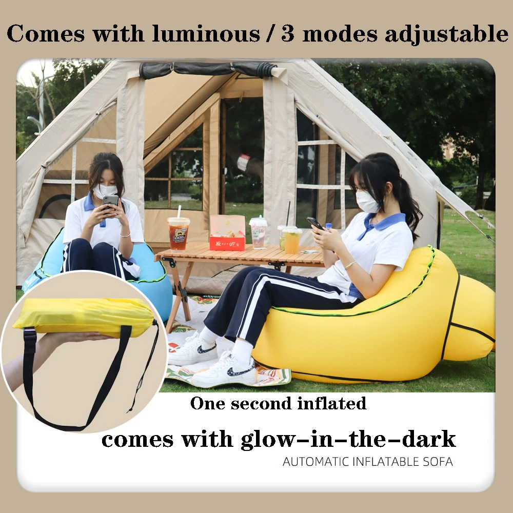 

Led Luminous Lazy Inflatable Seat Outdoor Folding Chair Portable Ultralight Camping Fishing Bench Beach Party Lounge Chair
