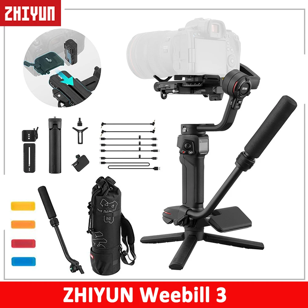 

Zhiyun Weebill 3 Camera Stabilizer 3-Axis Outdoor Handheld Gimbal for Canon/Sony/Panasonic/Nikon DSLR Mirrorless Camera