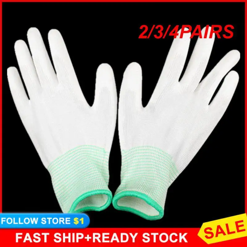 

Антистатические перчатки 2/3/4 пары, Антистатические Рабочие электронные перчатки ESD с полиуретановым покрытием и покрытием ладони, противоскользящие перчатки для пальцев