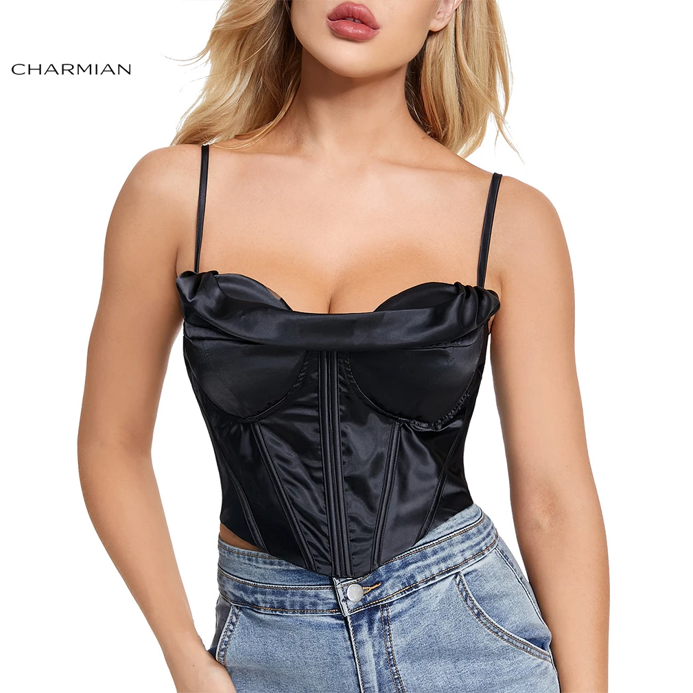 Charmian Satin Crop Tops Women Casual Smooth Sexy Spaghetti Strap Zipper Back Clubwear Bra Bustier Corset Top Camis Crop Top
Charmian Satin Crop Tops Women Casual Smooth Sexy Spaghetti Strap Zipper Back Clubwear Bra Bustier Corset Top Camis Crop Top