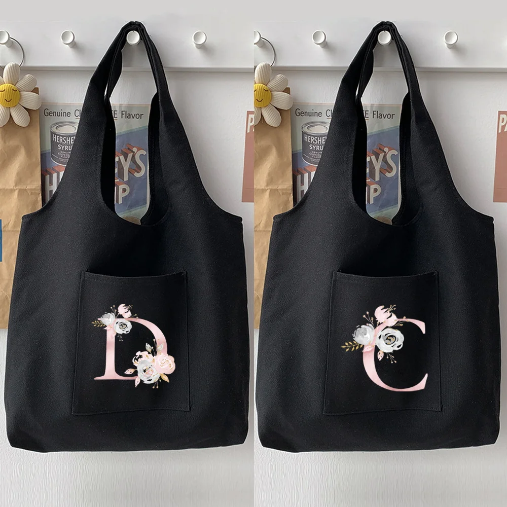Women Canvas Tote Bag Pink Flower Letter Ladies Casual Handbag Shoulder Bag Large Capacity Cotton Reusable Shopping Beach Bag
Women Canvas Tote Bag Pink Flower Letter Ladies Casual Handbag Shoulder Bag Large Capacity Cotton Reusable Shopping Beach Bag