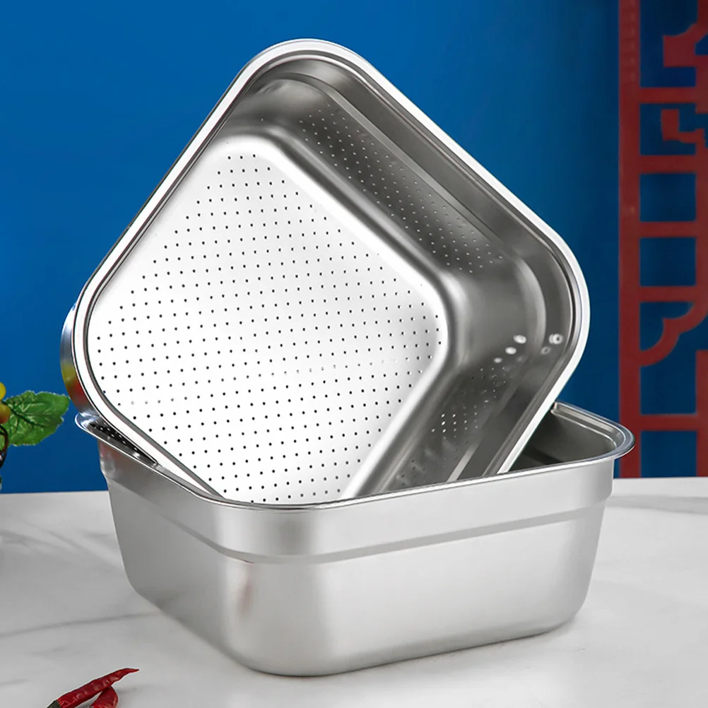 Stainless Steel Colander Large Capacity Basin Washing Vegetables Basin Rice Draining Basin Kitchen Strainer Basin For Rice Fruit
Stainless Steel Colander Large Capacity Basin Washing Vegetables Basin Rice Draining Basin Kitchen Strainer Basin For Rice Fruit