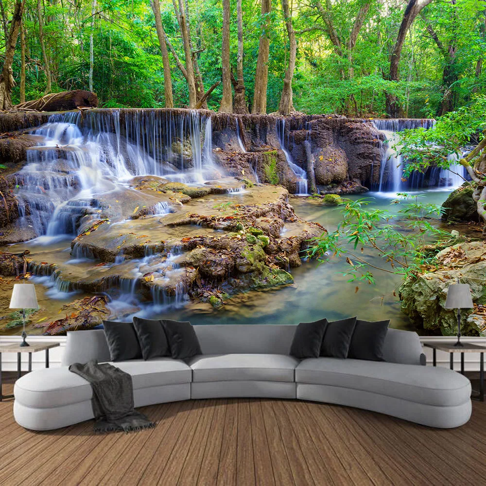 

Natural Scenery, Forest, Flowing Water, Tapestry, Art Decoration, Curtains, Hanging, Home, Bedroom, Living Room Decoration