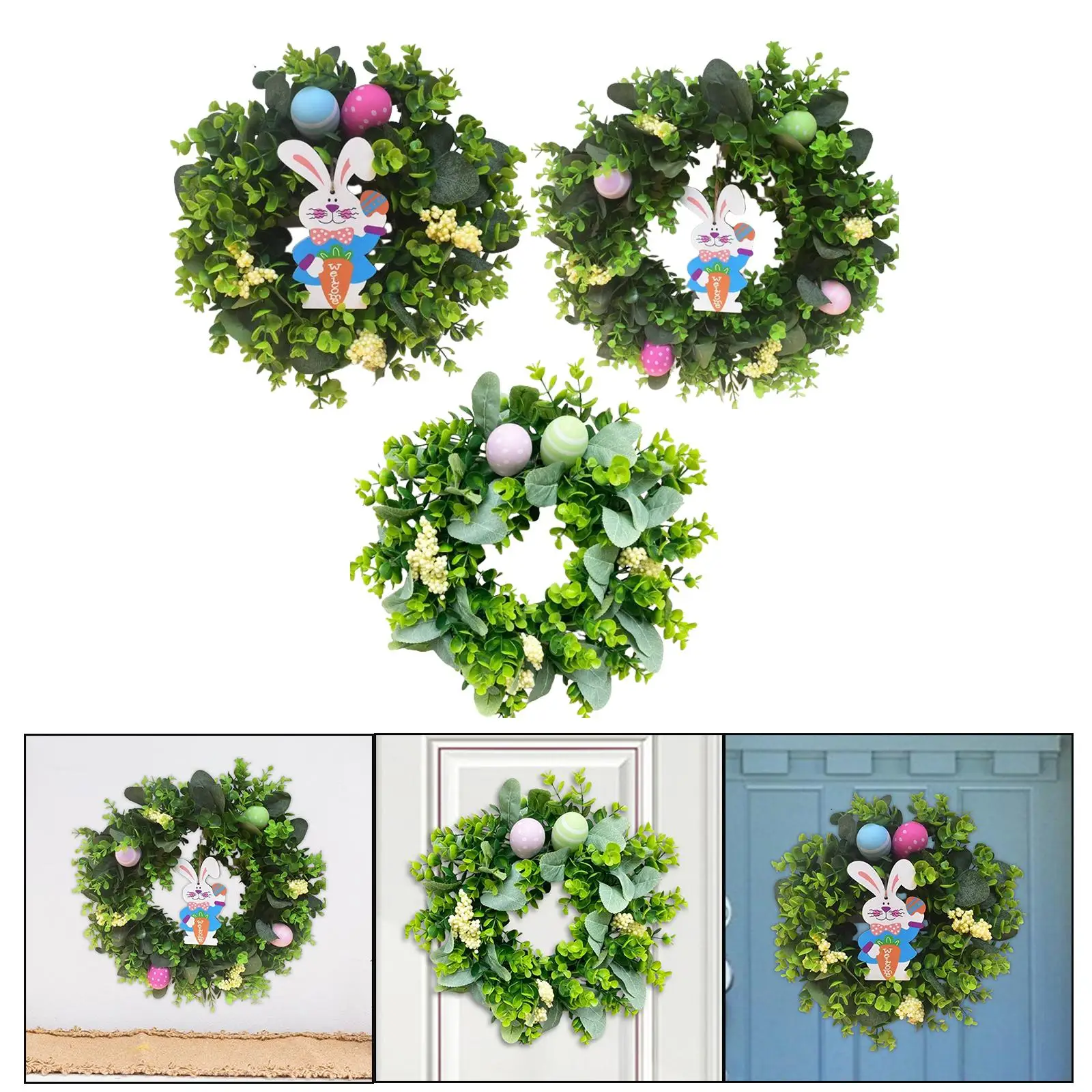 

Easter Wreath Round Wall Hanging Easter Egg Flower Wreath Spring Door Wreath for Home Wedding Indoor Outdoor Festival Decoration