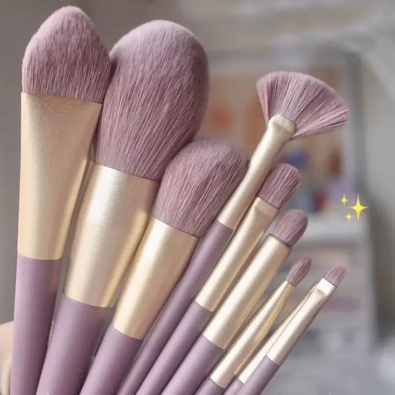 

9PCS Purple Makeup Brushes Set Cute Soft Eyeshadow Eyebrow Brush Cosmetics Foundation Blush Contour Makeup Brushes Beauty Tools