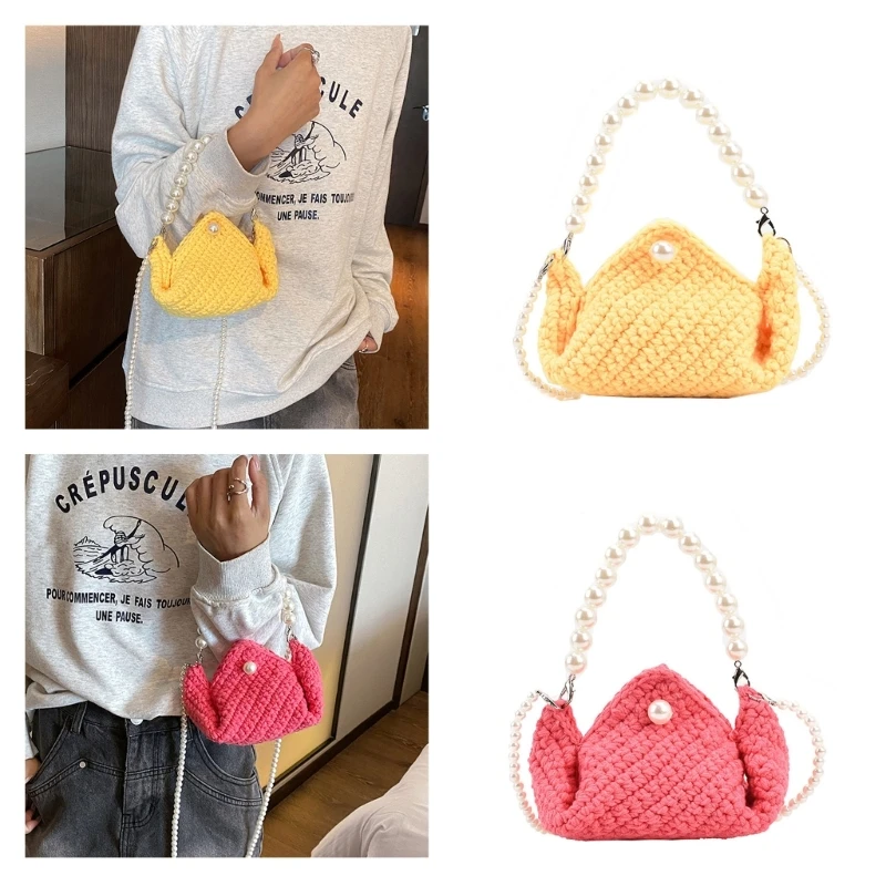 Ladies' Knit Bag with Artificial Pearl Decoration Trendy and Convenient Handbag Perfect for Daily Shopping and Parties 
Ladies' Knit Bag with Artificial Pearl Decoration Trendy and Convenient Handbag Perfect for Daily Shopping and Parties