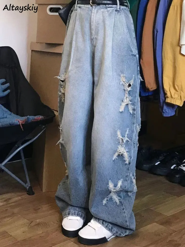 Ripped Jeans for Women Baggy BF Streetwear Casual Chic Fashion Vintage Unisex Hipster Wide Leg Ulzzang Hip Hop Schoolgirls Young
Ripped Jeans for Women Baggy BF Streetwear Casual Chic Fashion Vintage Unisex Hipster Wide Leg Ulzzang Hip Hop Schoolgirls Young