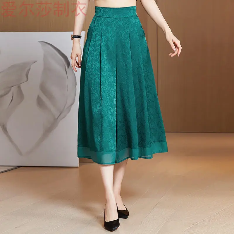 Summer Silk Pants Middle Aged Mom's Wear High Quality Fashion Slim Fit Mid Length High Waist Wide Leg Trousers Mesh Splice Z1880
Summer Silk Pants Middle Aged Mom's Wear High Quality Fashion Slim Fit Mid Length High Waist Wide Leg Trousers Mesh Splice Z1880