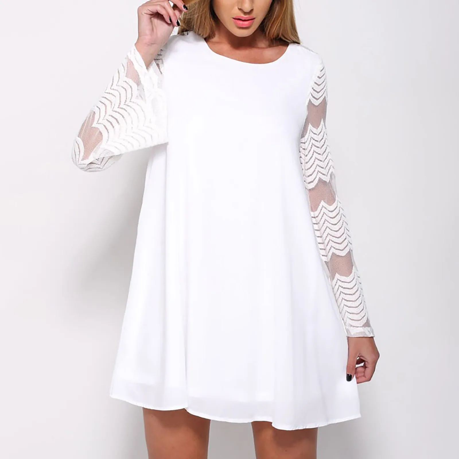 Spring Women's Large Thickened Round Neck Long Sleeve Chiffon Lace Mesh Dress Casual Summer
Spring Women's Large Thickened Round Neck Long Sleeve Chiffon Lace Mesh Dress Casual Summer