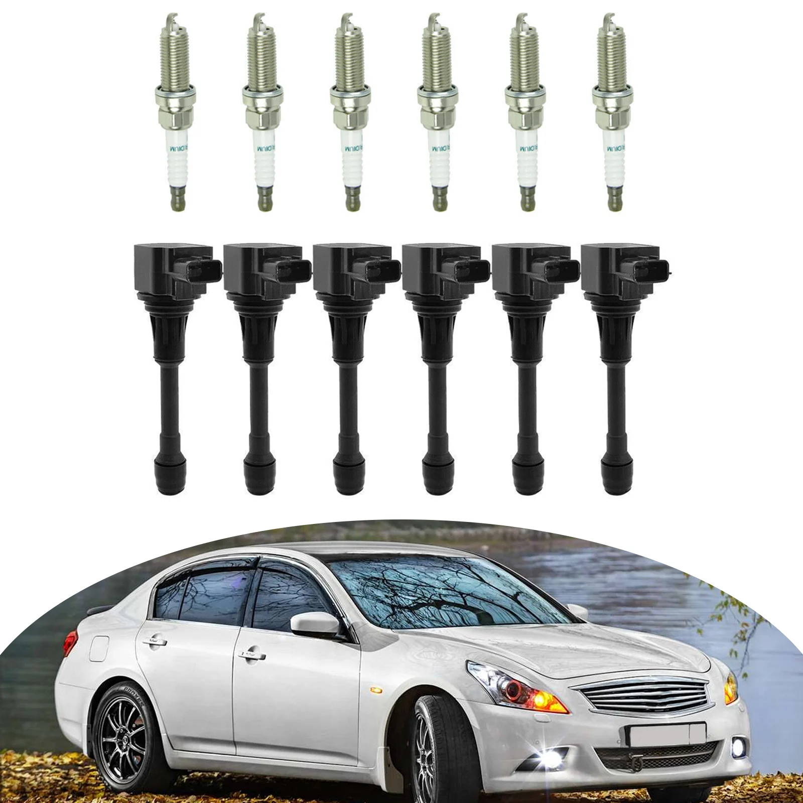 

Areyourshop 6 Ignition coil+6 Spark Plug UF550 for Infiniti G25 Nissan Maxima 3.5 V6 09-19