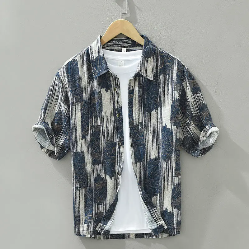 Elegant Fashion Harajuku Slim Fit Male Clothes Loose Casual All Match Outerwear Square Neck Printed Button Short Sleeve Blusa
Elegant Fashion Harajuku Slim Fit Male Clothes Loose Casual All Match Outerwear Square Neck Printed Button Short Sleeve Blusa