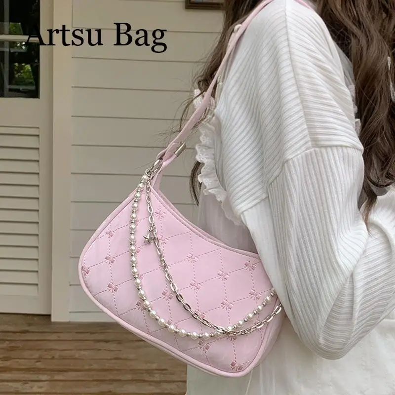 Pink Butterfly Shoulder Bag with Chain for Women 2024 Summer New Pearl Diamond Grid Underarm Bag Casual Crossbody Bag
Pink Butterfly Shoulder Bag with Chain for Women 2024 Summer New Pearl Diamond Grid Underarm Bag Casual Crossbody Bag