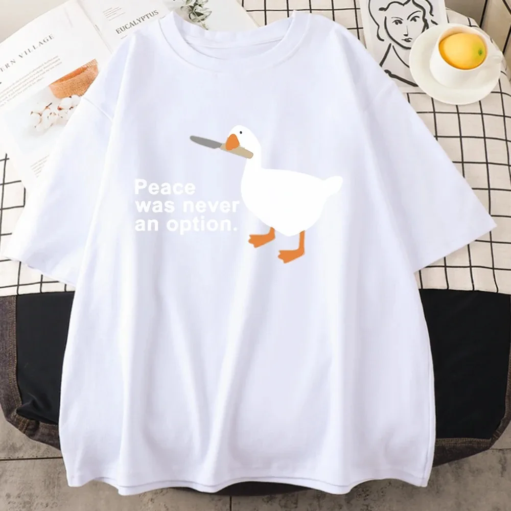 

2024 Cute Duck Print T-shirt Men's T-shirt Fashion casual cotton T-shirt men's and women's same
