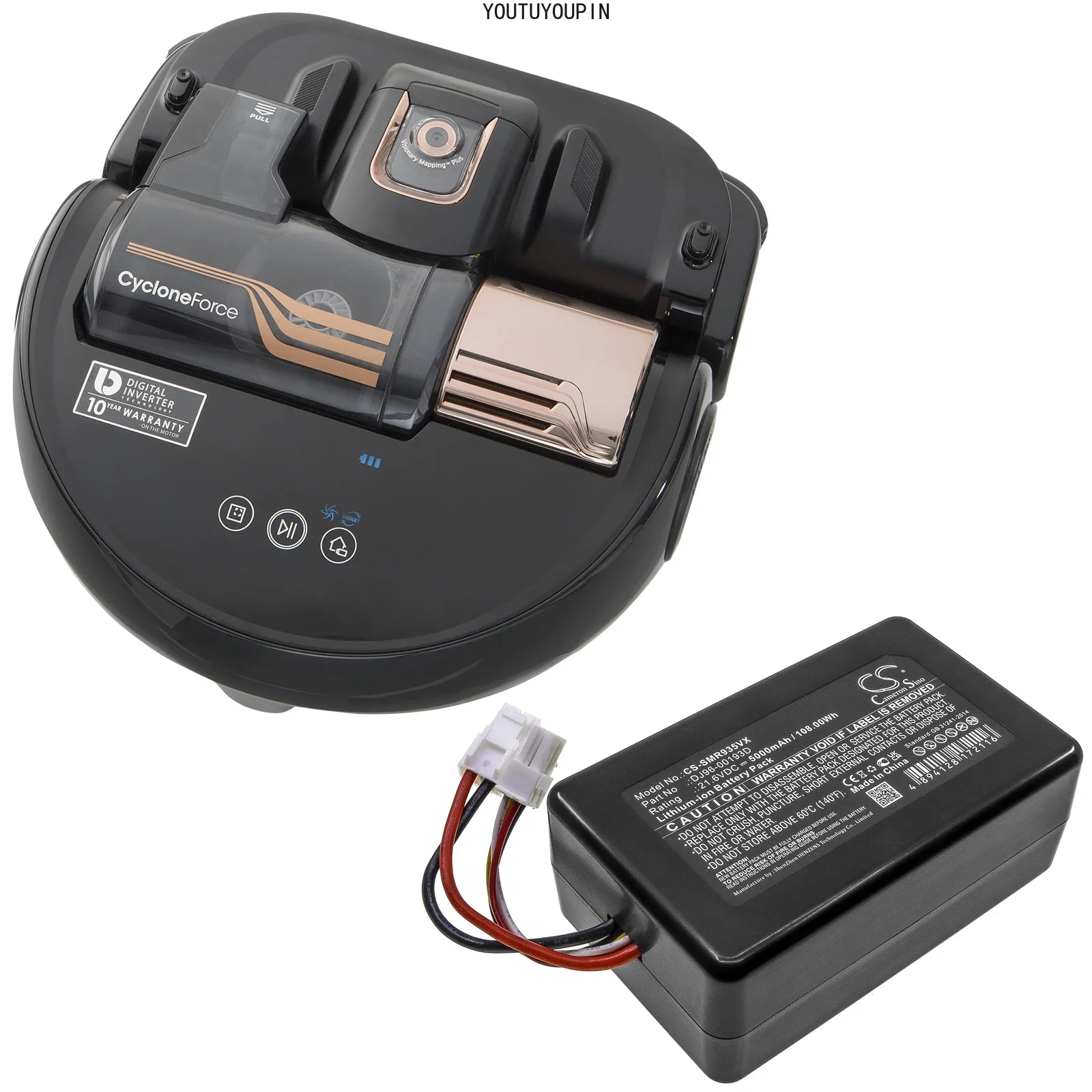 

Vacuum Battery For Samsung DJ96-00193D PowerBot R9350 R9250 VR2AK9350WK/AA SR20K9350WK Capacity 5000mAh / 108.00Wh Color Black