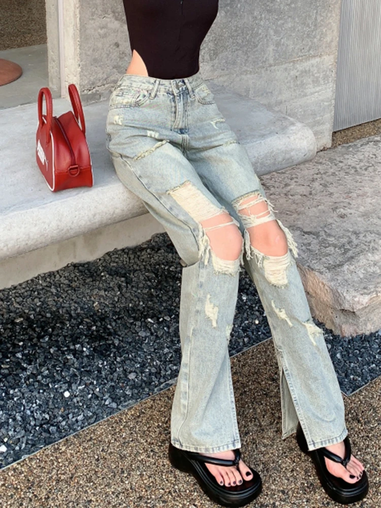 Sexy Hot Girls Holes Ripped Jeans Women Straight Trousers Hip Hop Goth Streetwear Baggy Denim Pants Retro Y2K Split Mom Pants
Sexy Hot Girls Holes Ripped Jeans Women Straight Trousers Hip Hop Goth Streetwear Baggy Denim Pants Retro Y2K Split Mom Pants