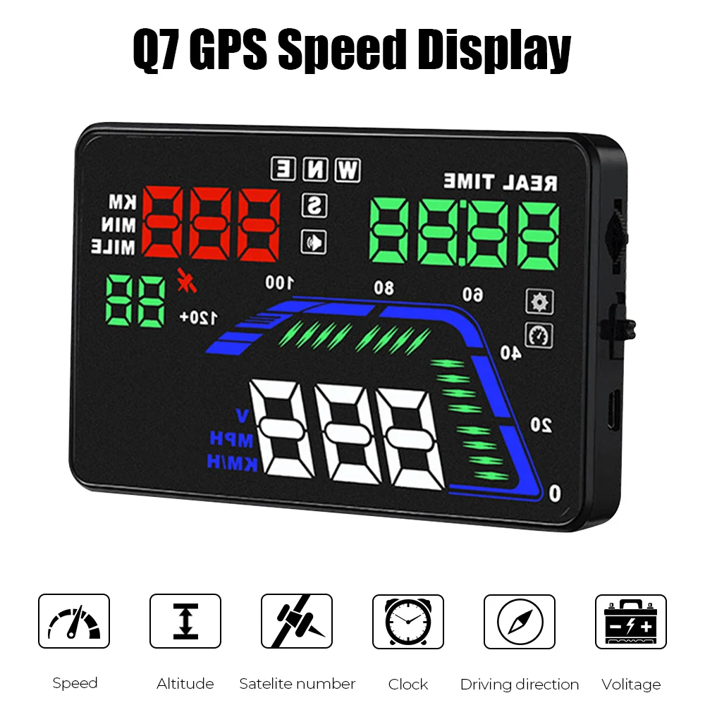 

Q7 HUD GPS Car Head Up Display 5.5" Windshield Projector Car Speedometer Overspeed Alarm Mileage Car Electronic Accessories