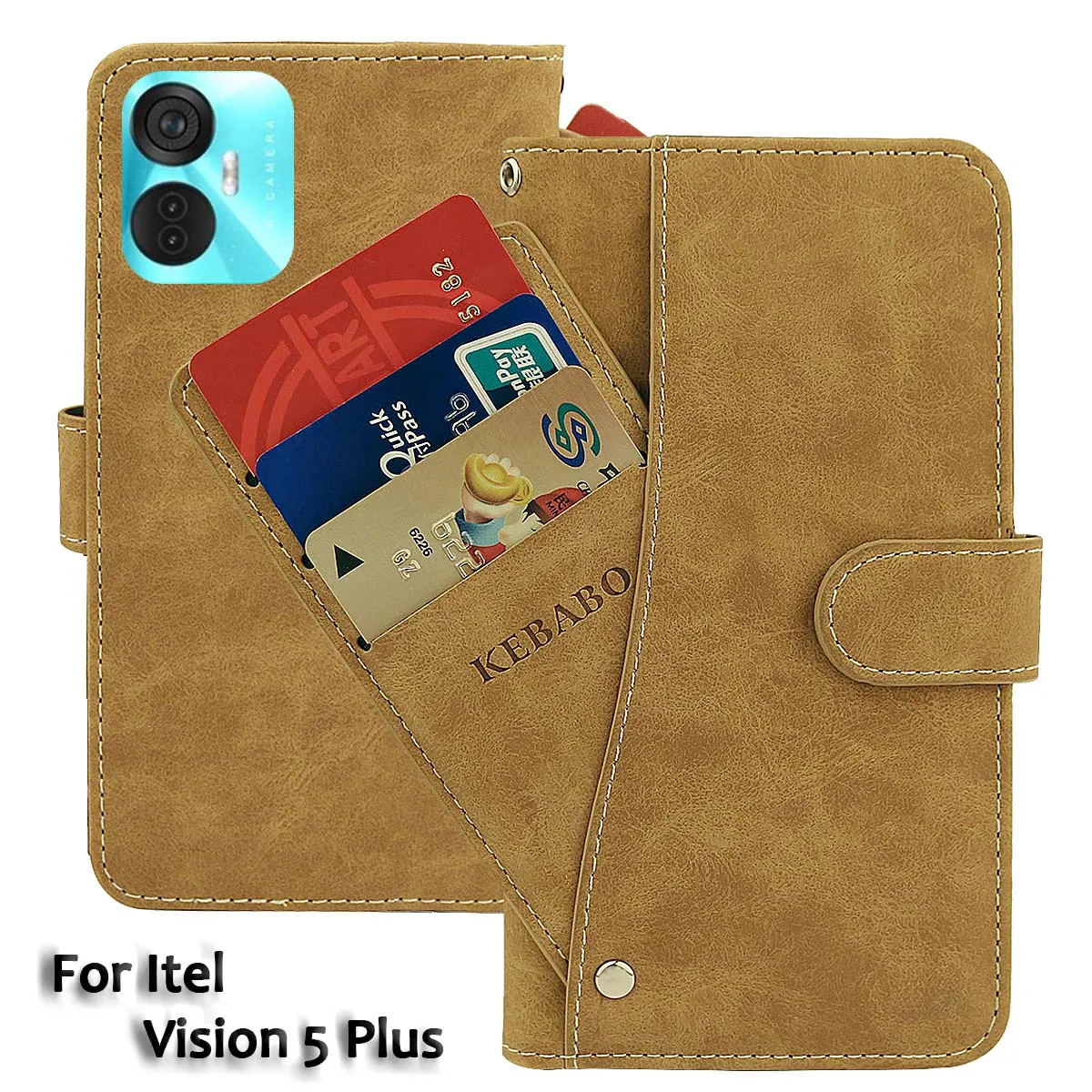 

Vintage Leather Wallet Itel Vision 5 Plus Case 6.6" Flip Luxury Card Slots Cover Magnet Phone Protective Cases Bags