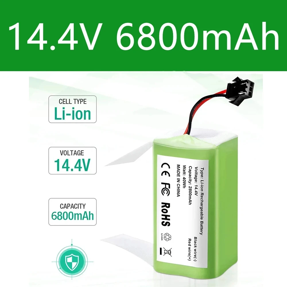 14.4V 6800mAh Li-ion Battery for for Conga 990 1090 Tesvor X500 Ecovacs Deebot N79 N79S DN622 Eufy RoboVac 11 11S RoboVac 30
14.4V 6800mAh Li-ion Battery for for Conga 990 1090 Tesvor X500 Ecovacs Deebot N79 N79S DN622 Eufy RoboVac 11 11S RoboVac 30