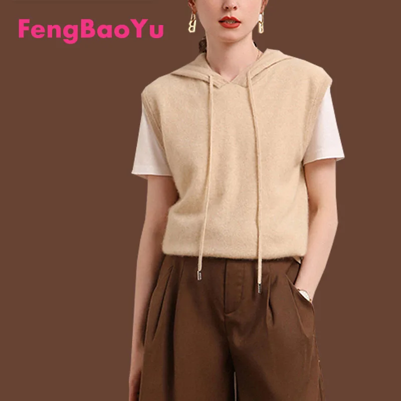 Fengbaoyu Autumn Winter Ladies 100% Cashmere Hooded Vest Loose Sleeveless Sweater Casual All-in-one Knitted Vest Outside to Wear
Fengbaoyu Autumn Winter Ladies 100% Cashmere Hooded Vest Loose Sleeveless Sweater Casual All-in-one Knitted Vest Outside to Wear