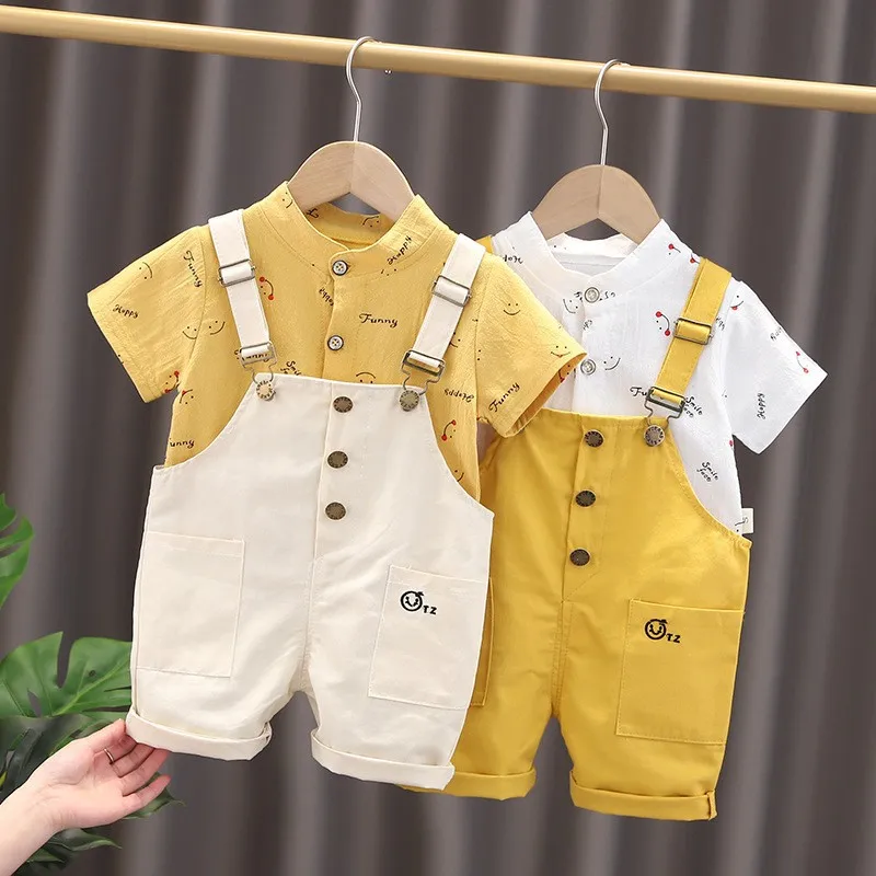 Summer Baby Boys Clothes Set Cute Printed Smile Short Sleeve T-Shirts Rompers Overalls 2Pcs Suits Toddler Kids Fashion Costume
Summer Baby Boys Clothes Set Cute Printed Smile Short Sleeve T-Shirts Rompers Overalls 2Pcs Suits Toddler Kids Fashion Costume