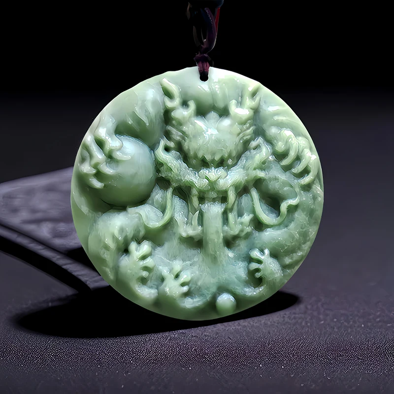 

Natural Real Jade Dragon Pendant Necklace Carved Jewelry Amulet Fashion Gemstones Talismans Stone Gifts for Women Men Gift