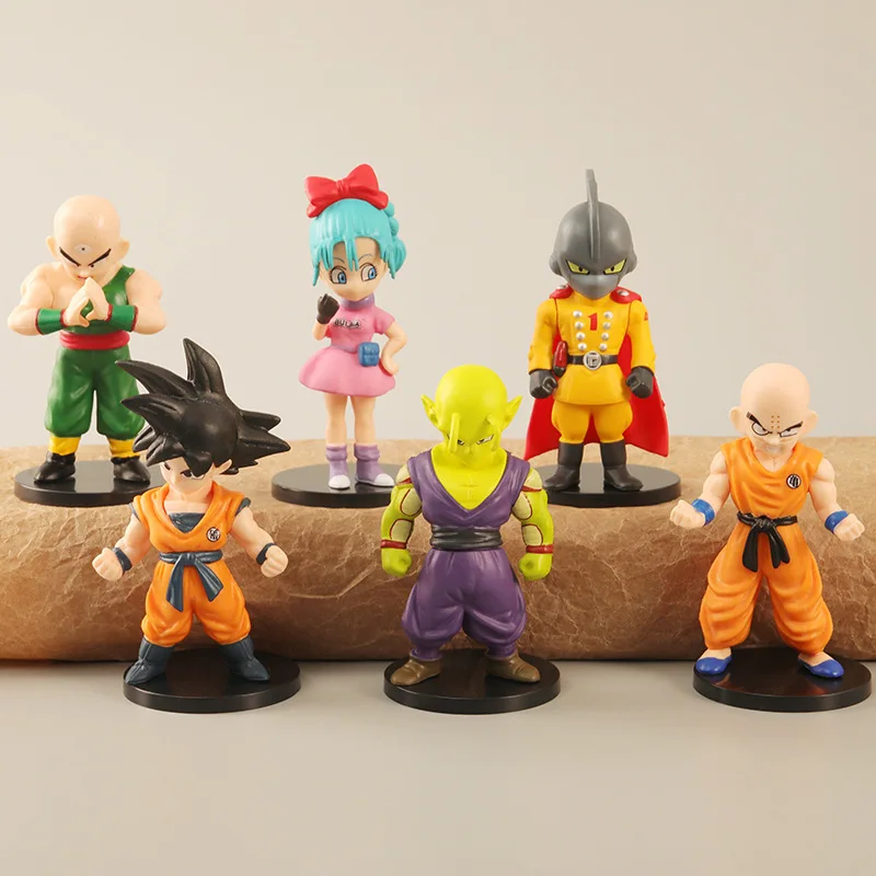 

Six Cartoon Characters Seven Dragon Ball Hand Run Cartoon Monkey King Klingbic Buma Tianjin Rice Doll Toy Set A Gift