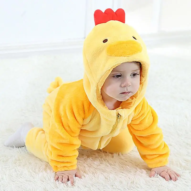 

Kids Chicken Onesie Children Animal Cartoon Hooded Zippered Costume Breathable Elastic Rompers For Party Indoor Wear