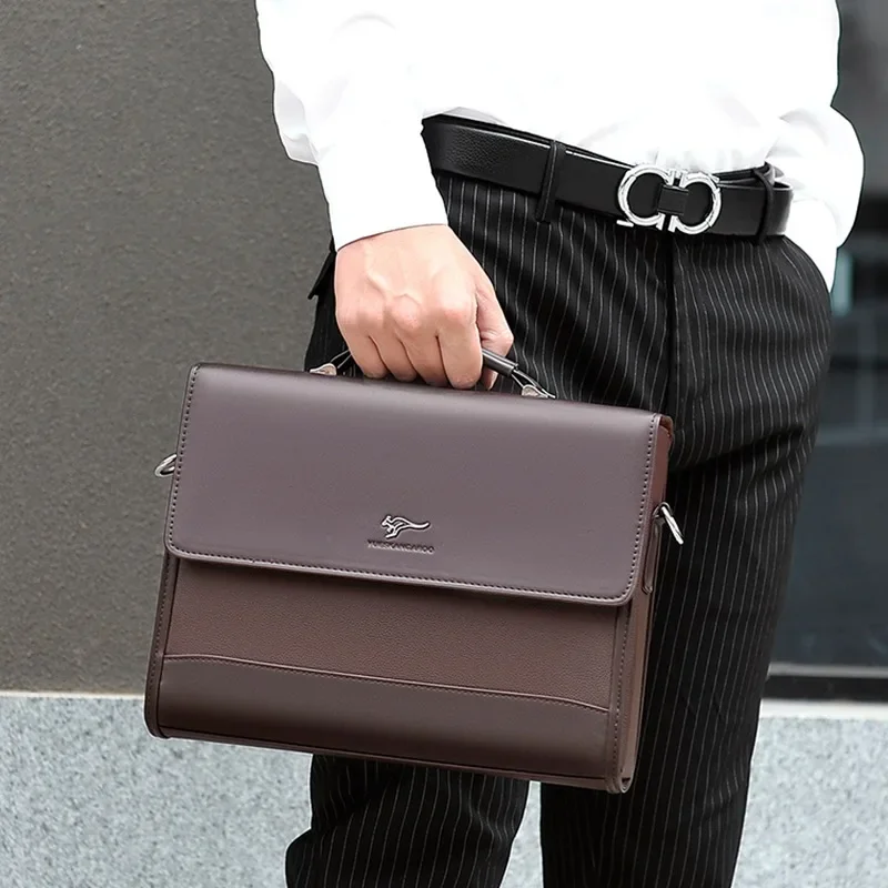 

Vintage PU Leather Men Briefcase Bag Executive Handbag For Documents Male Business Shoulder Messenger Bag Laptop Bag For Man