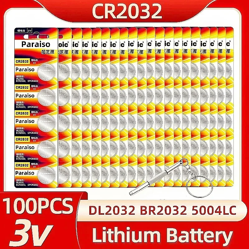 Original 100pcs CR2032 3V Lithium Battery DL2032 BR2032 5004LC 2032 for Watch, Toys, Car Key, Calculator +screwdriver
Original 100pcs CR2032 3V Lithium Battery DL2032 BR2032 5004LC 2032 for Watch, Toys, Car Key, Calculator +screwdriver