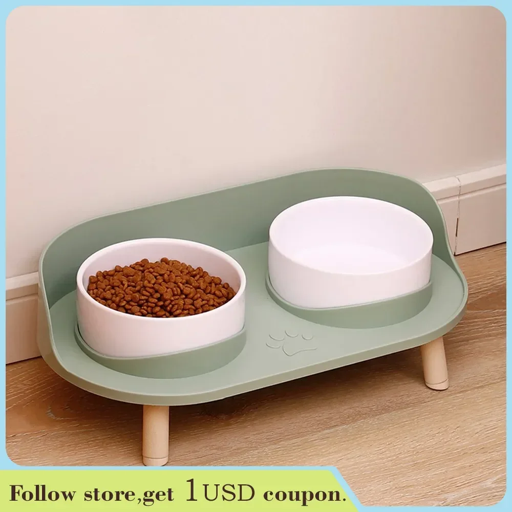 

Supplies Adjustable Height Drinker Dish Water Cats Double Bowl Kitten Feeding Dogs Feeders Bowls Cat Feeder Elevated Food Pet