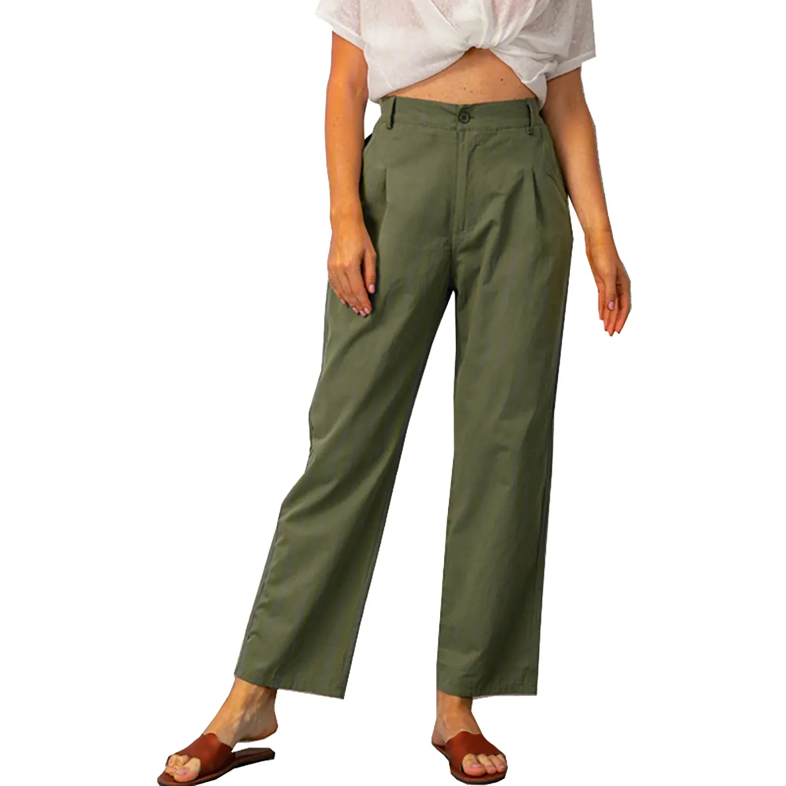 Ladies Pants For Women Korean Style Casual High Waist Summer Office Ladies Solid Loose Casual Straight Elegant Trousers
Ladies Pants For Women Korean Style Casual High Waist Summer Office Ladies Solid Loose Casual Straight Elegant Trousers