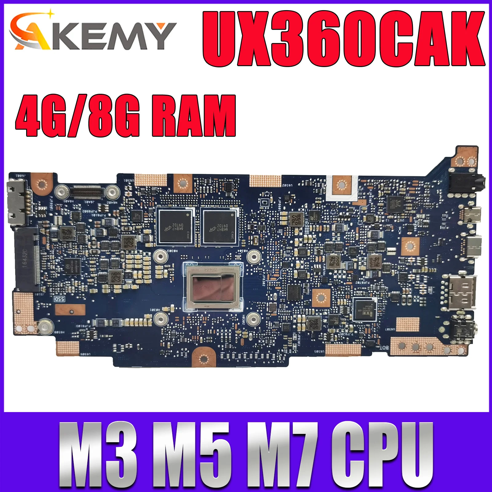 

UX360CAK Laptop Motherboard M3-6Y30 M5-6Y54 i5-7Y54 M7-6Y75 i7-7Y75 CPU 4GB 8GB RAM For ASUS UX360C UX360CA UX360CAK Mainboard