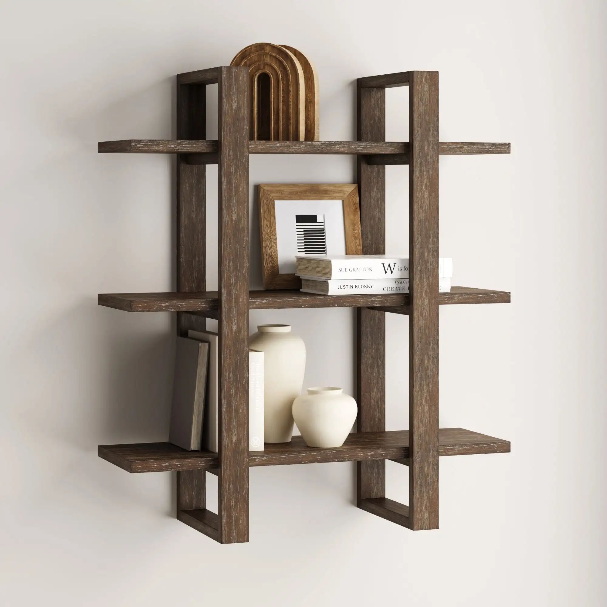 Nathan James Benji Floating Wall Book Shelves, 3-Tier Display Shelf, Decorative Modular Shelf in Solid Wood, Dark Brown
Nathan James Benji Floating Wall Book Shelves, 3-Tier Display Shelf, Decorative Modular Shelf in Solid Wood, Dark Brown