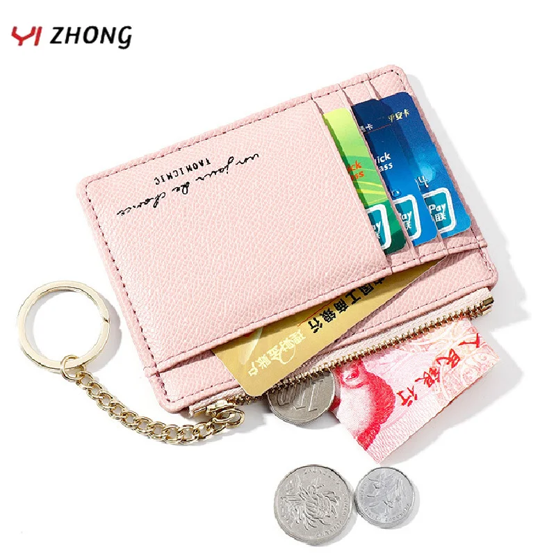 

Кожаный мини-кошелек YIZHONG Luruxy для удостоверения личности, бумажники, женский модный кошелек для кредитных карт, кошелек на цепочке, женские деловые Кошельки для монет