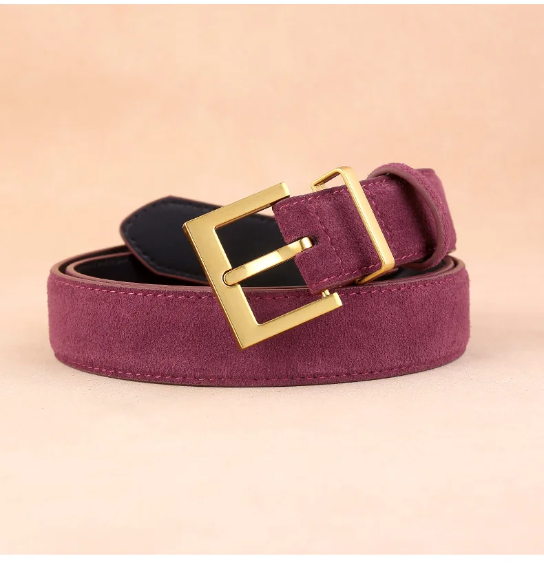 Suede leather belt women needle buckle